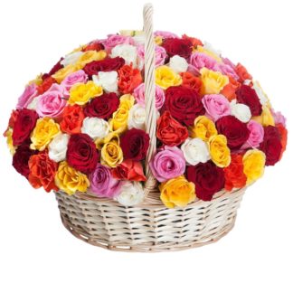 51 colorful roses basket | Flower Delivery Dmitrov